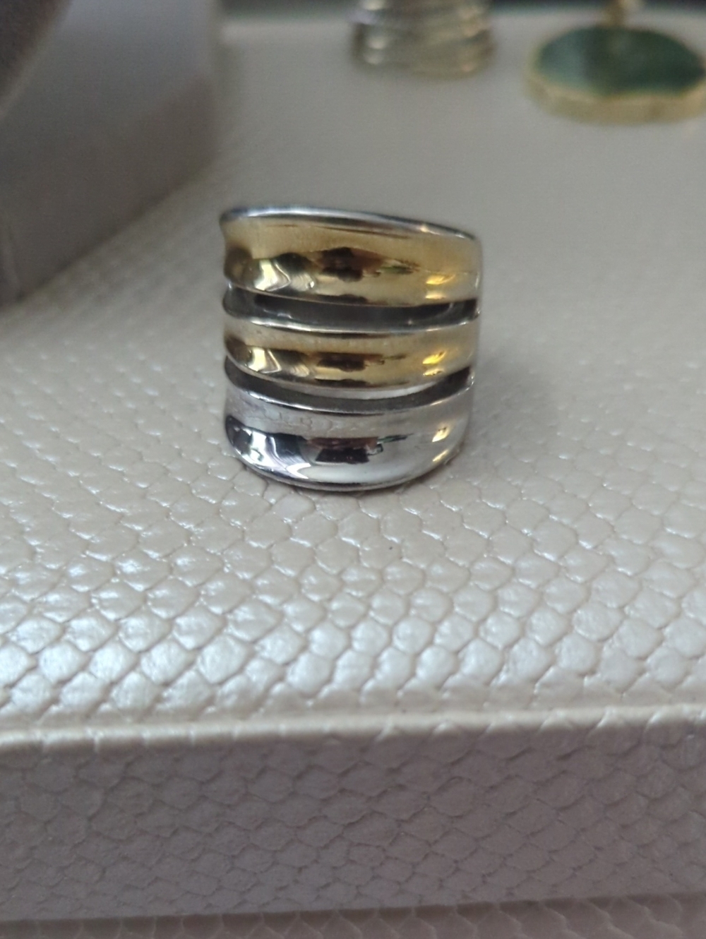 Two-Tone Stacked Band Ring -Stainless Steel Silver & Gold